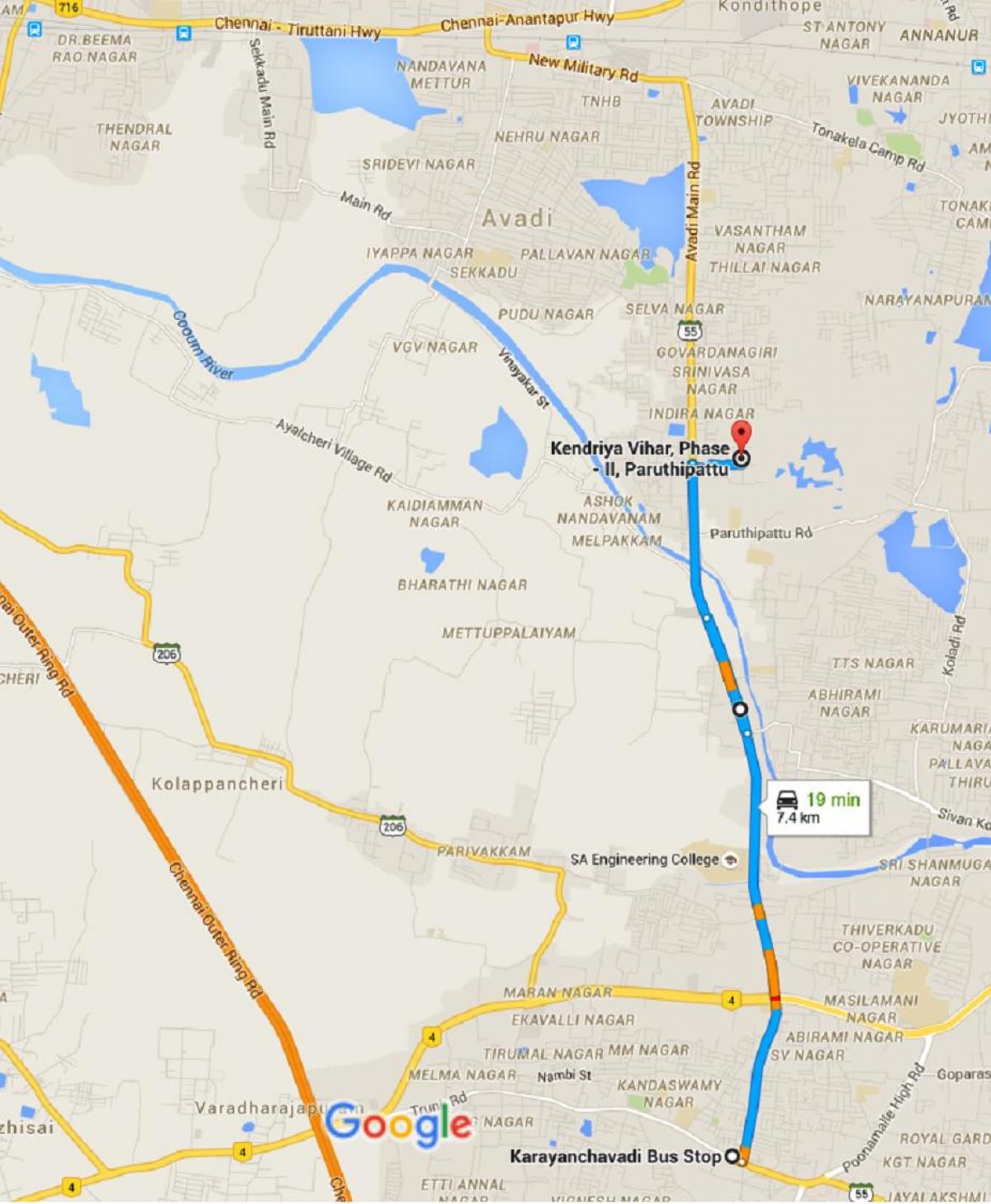 Chennai Avadi mapa