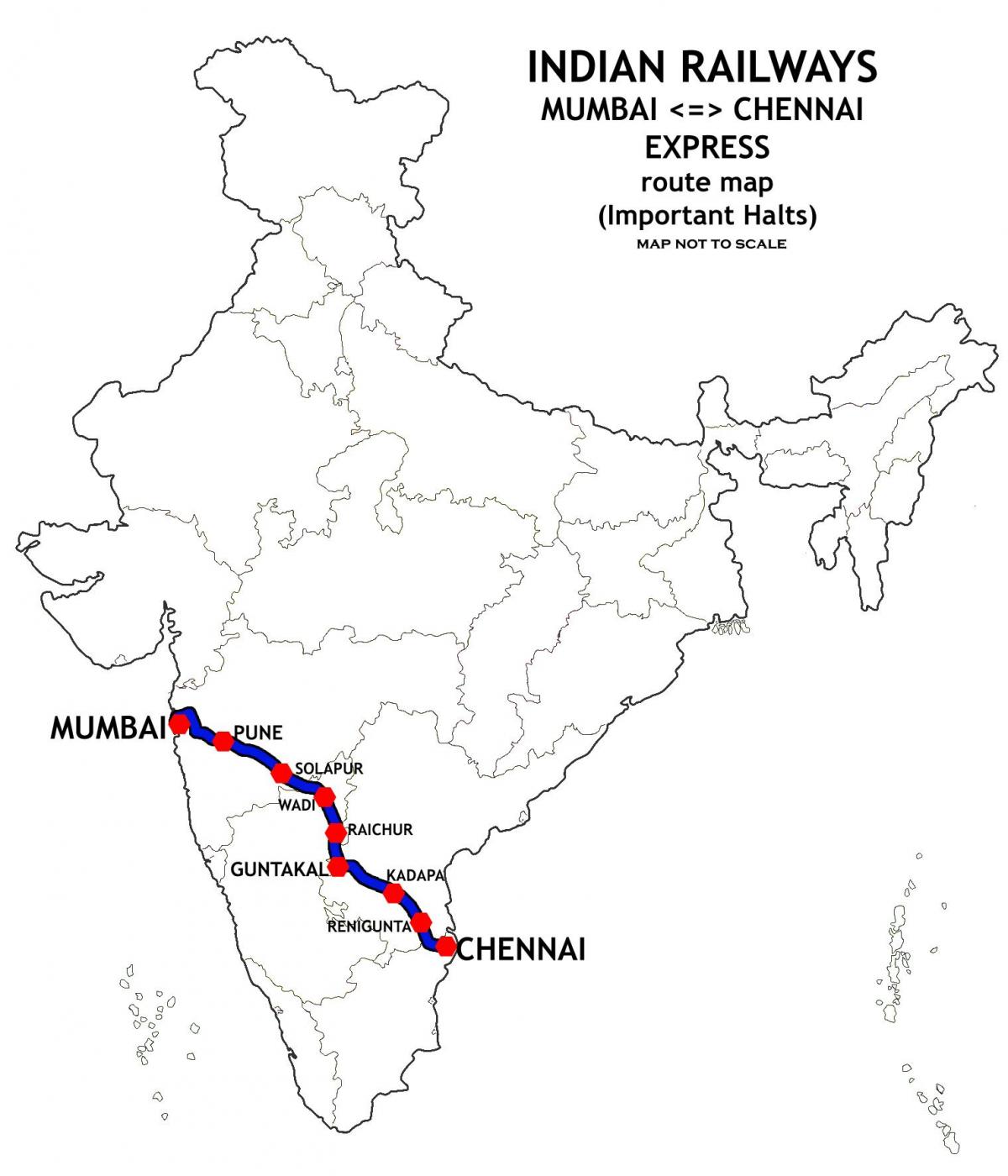 Mumbai a Chennai mapa