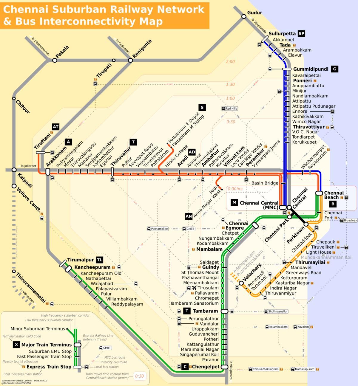 centre de Chennai mapa