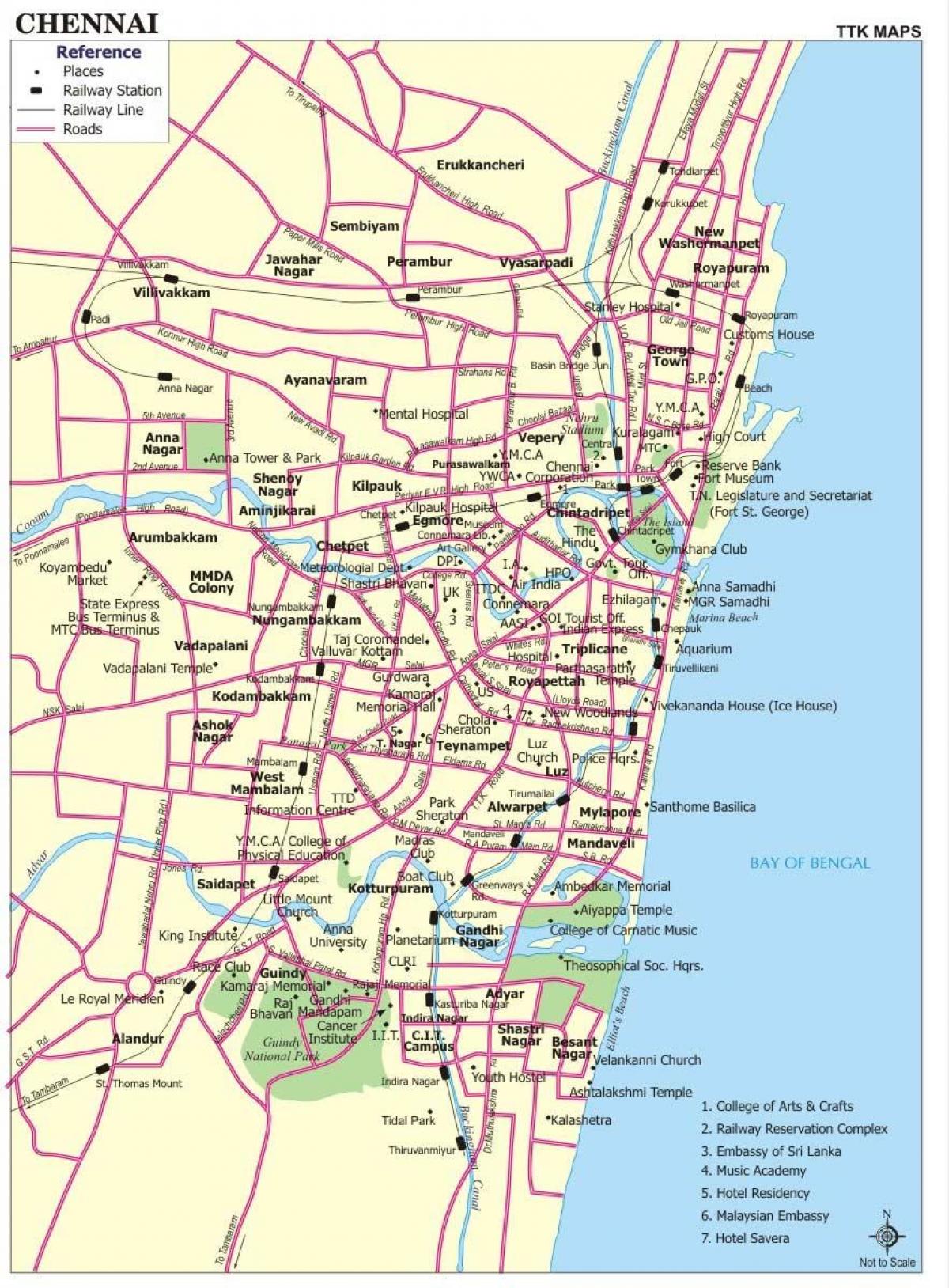 mapa de carreteres de Chennai