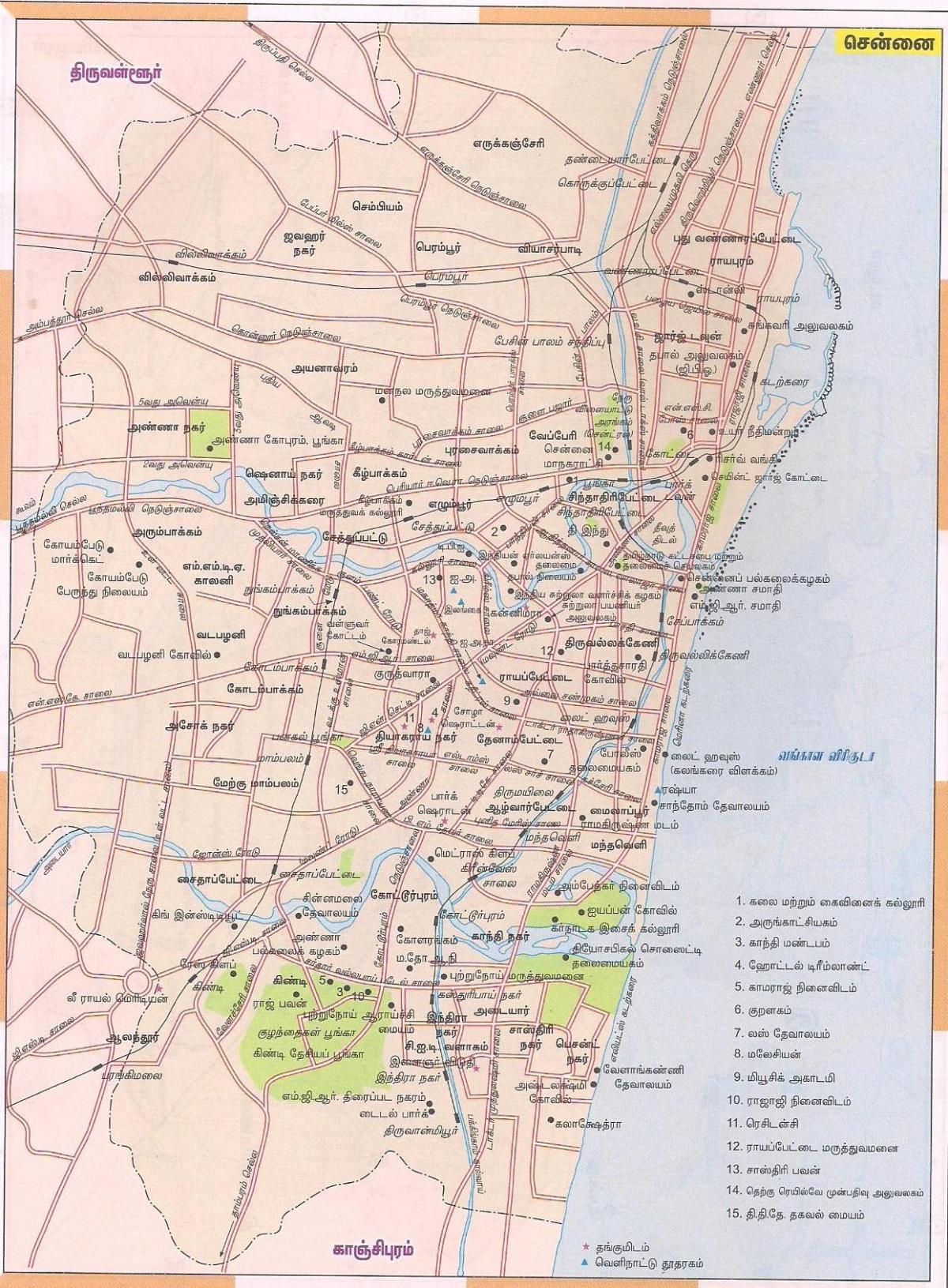 mapa de ruta de Chennai