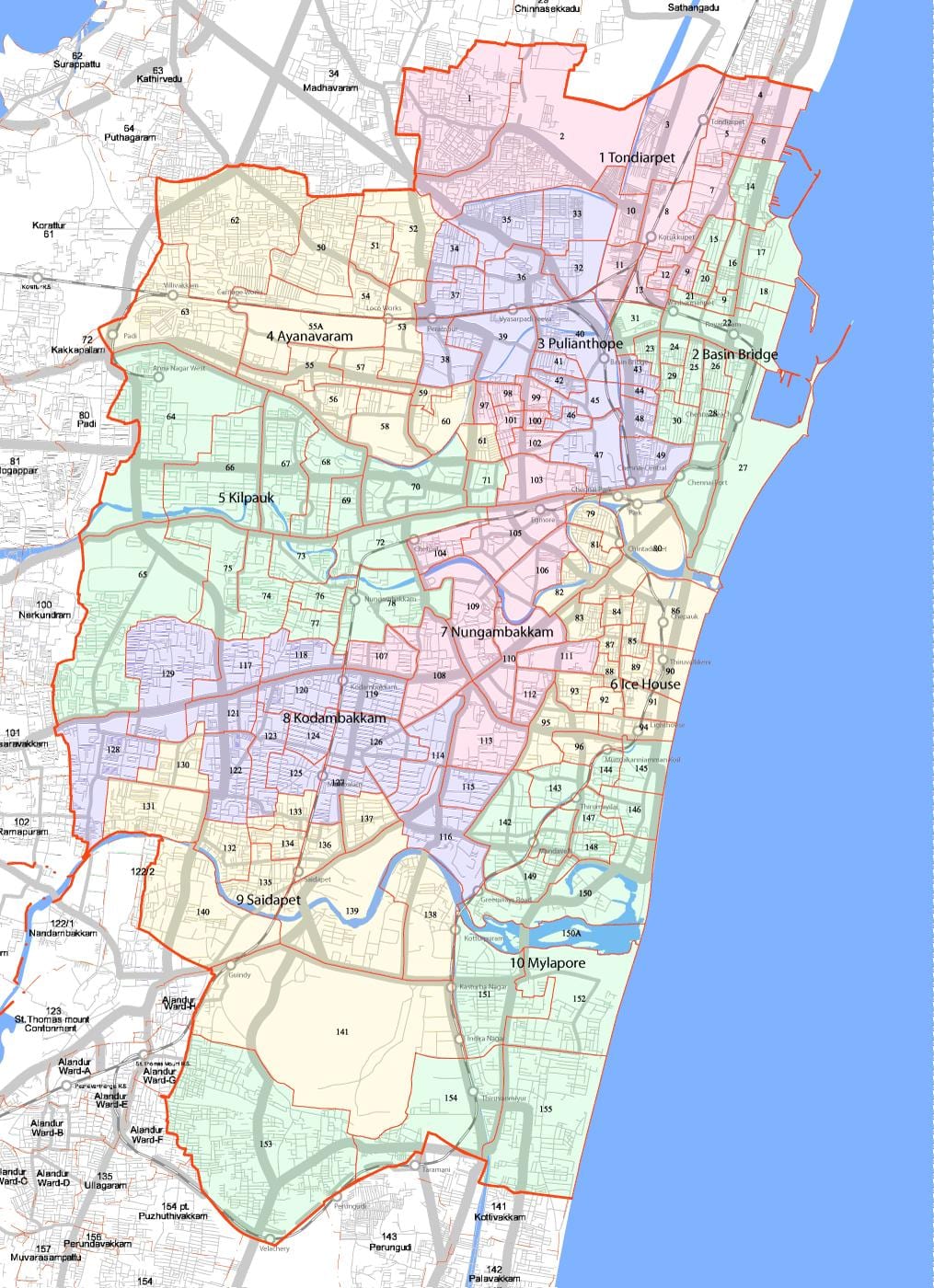 més Chennai corporació mapa