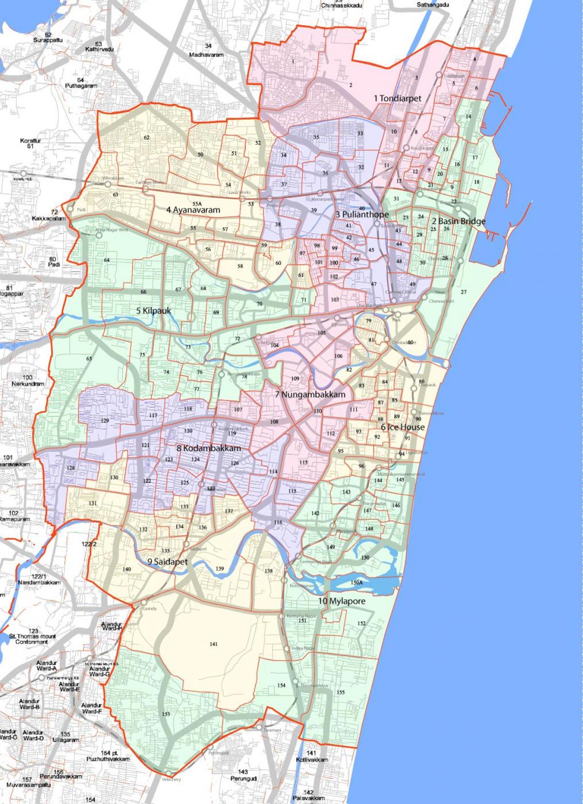 més Chennai corporació mapa