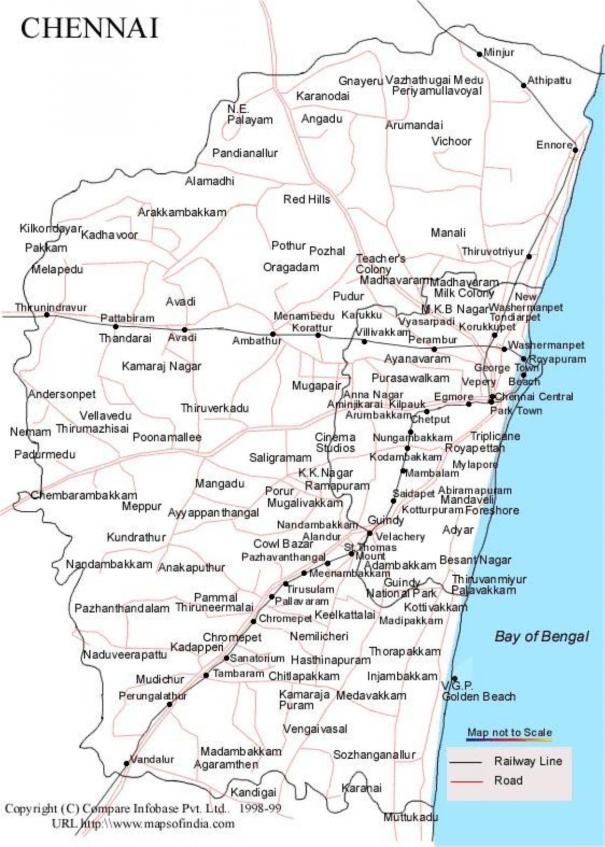 Chennai mapa amb les indicacions
