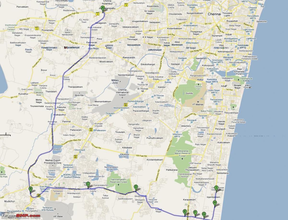 mapa de ruta Chennai