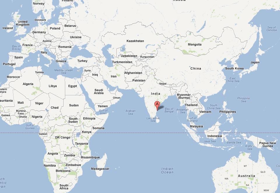 Chennai en el mapa del món