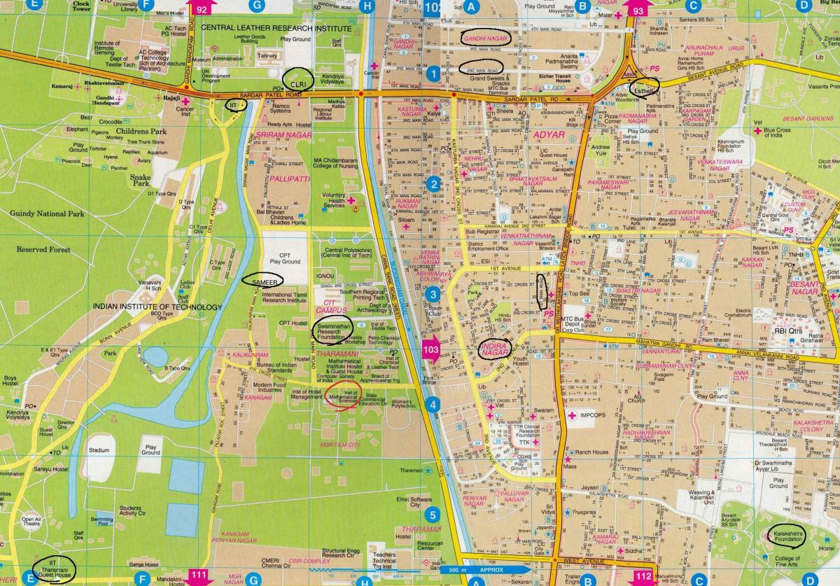 mapa detallat de Chennai