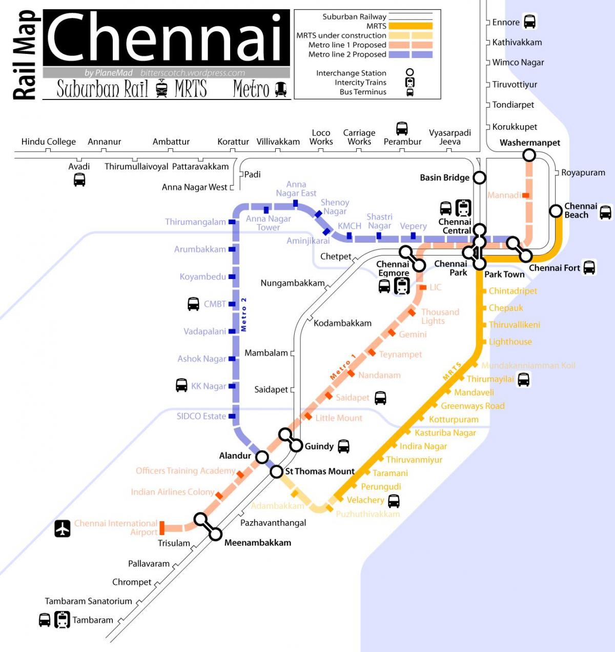 plànol de metro de Chennai