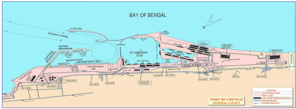 mapa de Chennai port
