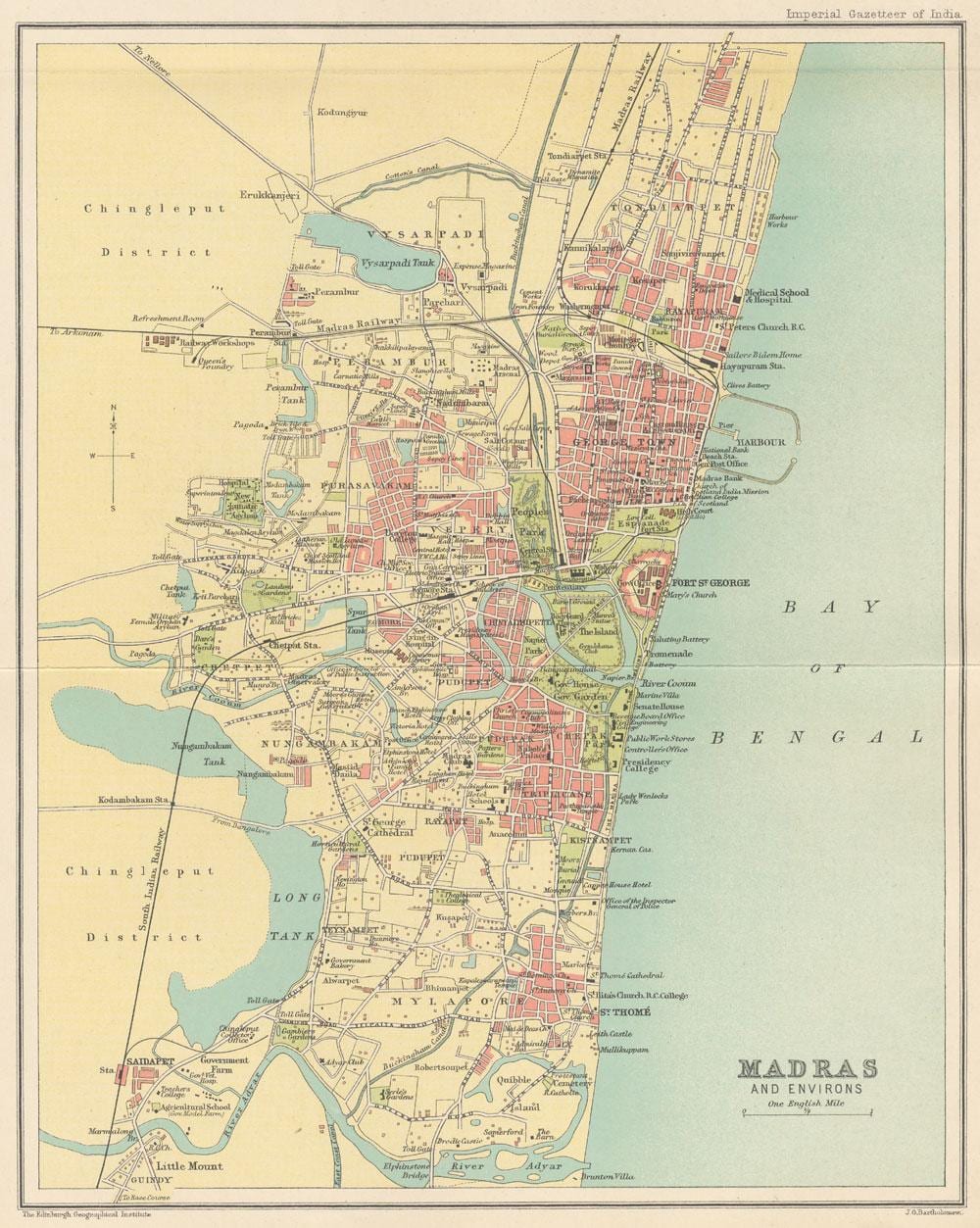 antic mapa de Madràs