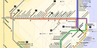 Chennai mapa de la ciutat amb autobús rutes