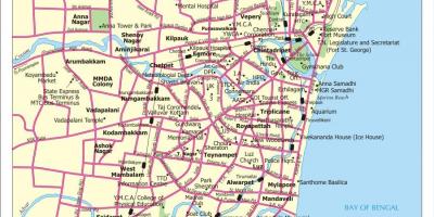 Chennai mapa de la ciutat amb carrers