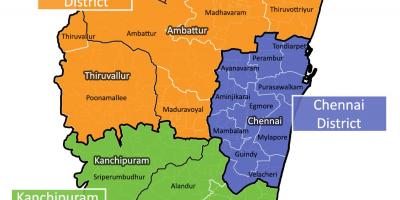 Chennai mapa amb àrees