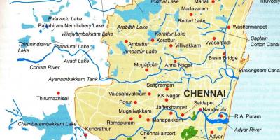 Riu mapa de Chennai