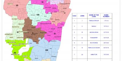 Chennai corporació ward mapa