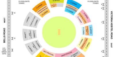 Chepauk estadi estands de disseny mapa