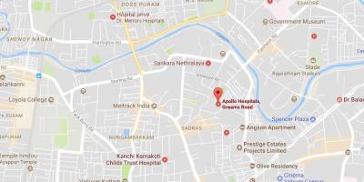 Apollo hospital Chennai Greams mapa de carreteres