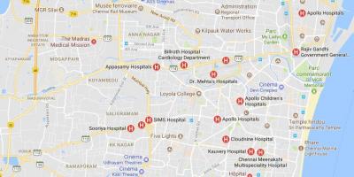 Mapa de Chennai Hospitals 